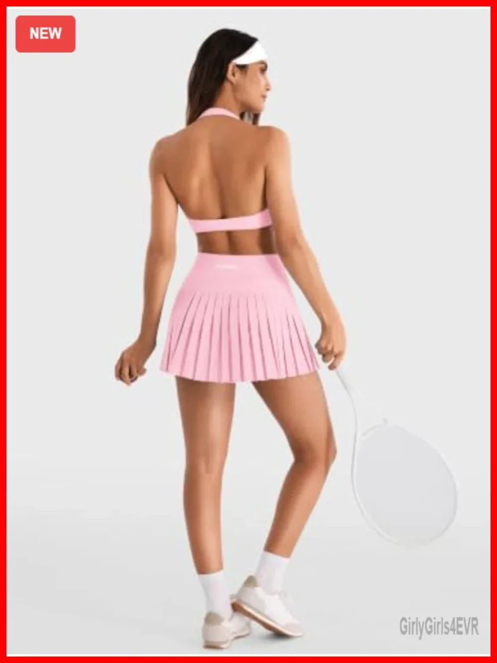 Women's Pleated Tennis Skort with Built-in Shorts, High Waist, Pockets